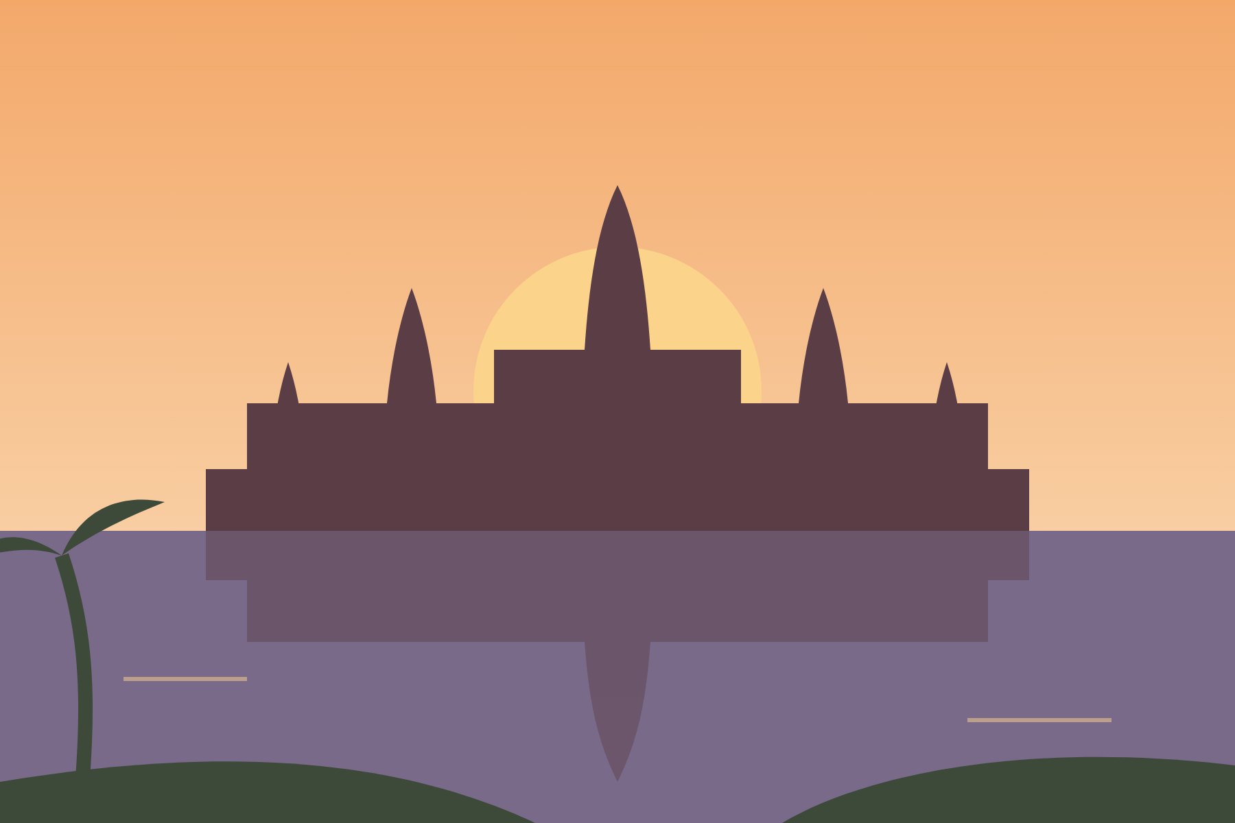 Illustratie: Angkor bij zonsopkomst