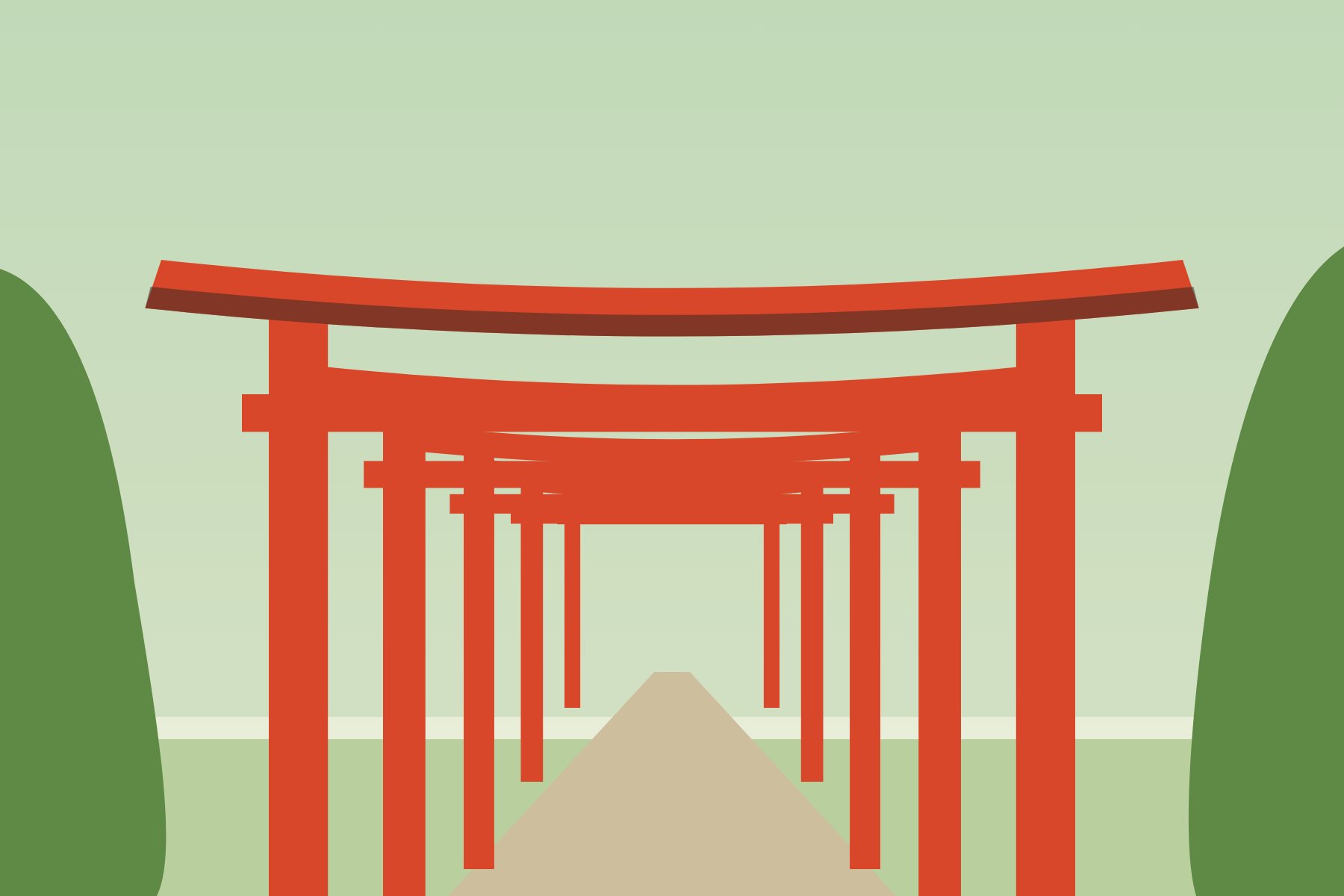 Illustratie: Rode torii-poorten (Japan)