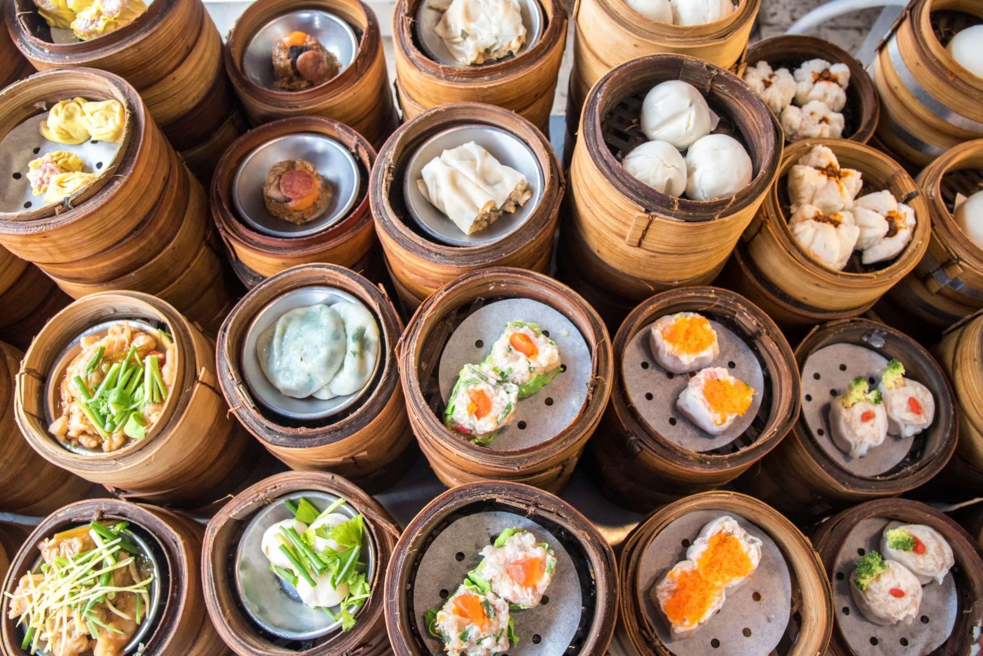 Variatie Dim Sum eten